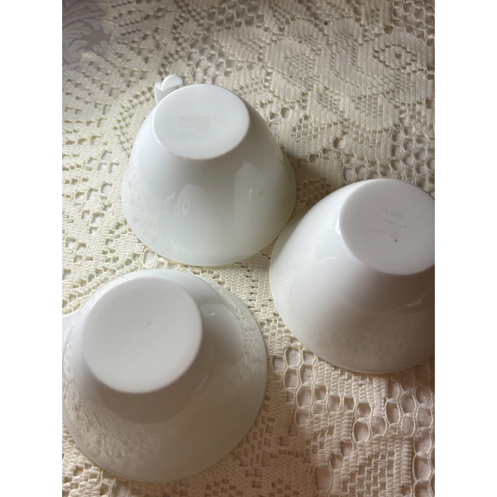 Corelle Winter Frost White Coffee Cups Set of 3 hook Handle Mid Century Modern - Picture 12 of 14